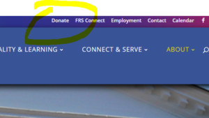 "Donate" button on FRS website